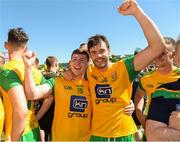 24 June 2018; Jamie Brennan, left, and Odhran MacNiallais of Donegal celebrate after the Ulster GAA Football Senior Championship Final match between Donegal and Fermanagh at St Tiernach's Park in Clones, Monaghan. Photo by Oliver McVeigh/Sportsfile