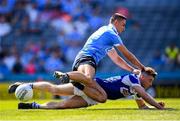 24 June 2018; James McCarthy of Dublin has his shot blocked by Trevor Collins of Laois during the Leinster GAA Football Senior Championship Final match between Dublin and Laois at Croke Park in Dublin. Photo by Stephen McCarthy/Sportsfile