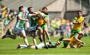 24 June 2018; James McMahon of Fermanagh in action against Paul Brennan of Donegal during the Ulster GAA Football Senior Championship Final match between Donegal and Fermanagh at St Tiernach's Park in Clones, Monaghan. Photo by Oliver McVeigh/Sportsfile