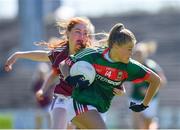 24 June 2018; Sarah Rowe of Mayo in action against Sarah Lynch of Galway during the TG4 Connacht Ladies Senior Football Final match between Mayo and Galway at Elvery’s MacHale Park in Castlebar, Mayo. Photo by Seb Daly/Sportsfile