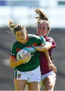 24 June 2018; Grace Kelly of Mayo in action against Nicola Ward of Galway during the TG4 Connacht Ladies Senior Football Final match between Mayo and Galway at Elvery’s MacHale Park in Castlebar, Mayo. Photo by Seb Daly/Sportsfile