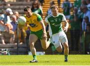 24 June 2018; Paddy McGrath of Donegal in action against Declan McCusker of Fermanagh during the Ulster GAA Football Senior Championship Final match between Donegal and Fermanagh at St Tiernach's Park in Clones, Monaghan. Photo by Oliver McVeigh/Sportsfile