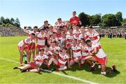24 June 2018; The Derry team celebrate after the EirGrid Ulster GAA Football U20 Championship Final match between Armagh and Derry at St Tiernach's Park in Clones, Monaghan. Photo by Oliver McVeigh/Sportsfile