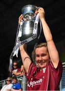 24 June 2018; Galway captain Tracey Leonard lifts the trophy following her side's victory during the TG4 Connacht Ladies Senior Football Final match between Mayo and Galway at Elvery’s MacHale Park in Castlebar, Mayo. Photo by Seb Daly/Sportsfile