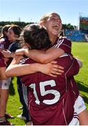 24 June 2018; Olivia Divilly and Leanne Coen, 15, of Galway celebrate following their side's victory during the TG4 Connacht Ladies Senior Football Final match between Mayo and Galway at Elvery’s MacHale Park in Castlebar, Mayo. Photo by Seb Daly/Sportsfile