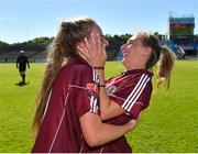 24 June 2018; Ailbhe Davoren, left, and Sinead Burke of Galway celebrates following their side's victory during the TG4 Connacht Ladies Senior Football Final match between Mayo and Galway at Elvery’s MacHale Park in Castlebar, Mayo. Photo by Seb Daly/Sportsfile