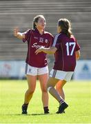 24 June 2018; Caitriona Cormican, left, and Noelle Connolly of Galway celebrate following their side's victory during the TG4 Connacht Ladies Senior Football Final match between Mayo and Galway at Elvery’s MacHale Park in Castlebar, Mayo. Photo by Seb Daly/Sportsfile