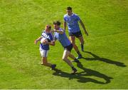 24 June 2018; Damien O'Connor of Laois in action against Michael Darragh MacAuley of Dublin during the Leinster GAA Football Senior Championship Final match between Dublin and Laois at Croke Park in Dublin. Photo by Daire Brennan/Sportsfile