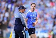 24 June 2018; Dublin manager Jim Gavin shakes hands with Dean Rock during the closing stages of the Leinster GAA Football Senior Championship Final match between Dublin and Laois at Croke Park in Dublin. Photo by Stephen McCarthy/Sportsfile