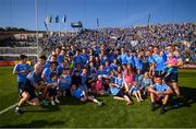 24 June 2018; Dublin players and family celebrate with the Delaney Cup following the Leinster GAA Football Senior Championship Final match between Dublin and Laois at Croke Park in Dublin. Photo by Stephen McCarthy/Sportsfile