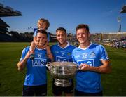 24 June 2018; Dublin players, from left, Darren Daly, with his son Odhrán, age 2, Jonny Cooper and Paul Flynn following the Leinster GAA Football Senior Championship Final match between Dublin and Laois at Croke Park in Dublin. Photo by Stephen McCarthy/Sportsfile