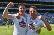 24 June 2018; Kildare players Tom Dore, left, and Mark Nolan celebrate after the Leinster GAA Football Junior Championship Final match between Kildare and Meath at Croke Park in Dublin. Photo by Piaras Ó Mídheach/Sportsfile