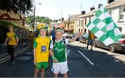 24 June 2018; Patrick Glackin, age 9, from Dungloe, Co Donegal, and Jamie Agnew, age 8, from Maguiresbridge, Co Fermanagh, before the Ulster GAA Football Senior Championship Final match between Donegal and Fermanagh at St Tiernach's Park in Clones, Monaghan. Photo by Oliver McVeigh/Sportsfile