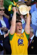24 June 2018; Patrick McBrearty of Donegal lifts the trophy following the Ulster GAA Football Senior Championship Final match between Donegal and Fermanagh at St Tiernach's Park in Clones, Monaghan. Photo by Ramsey Cardy/Sportsfile