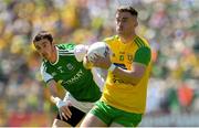 24 June 2018; Patrick McBrearty of Donegal in action against Michael Jones of Fermanagh during the Ulster GAA Football Senior Championship Final match between Donegal and Fermanagh at St Tiernach's Park in Clones, Monaghan. Photo by Ramsey Cardy/Sportsfile