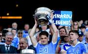 24 June 2018; Eric Lowndes of Dublin lifts the Delaney Cup following the Leinster GAA Football Senior Championship Final match between Dublin and Laois at Croke Park in Dublin. Photo by Stephen McCarthy/Sportsfile