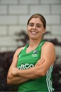 26 June 2018; Katie Mullan poses for a portrait following an Ireland Hockey World Cup Media Day at SoftCo Ireland in South County Business Park, Leopardstown, Dublin. Photo by Harry Murphy/Sportsfile