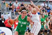 26 June 2018; Grainne Dwyer of Ireland in action against Tori Halvorsen of Norway during the FIBA 2018 Women's European Championships for Small Nations Group B match between Norway and Ireland at the Mardyke Arena in Cork, Ireland. Photo by Brendan Moran/Sportsfile