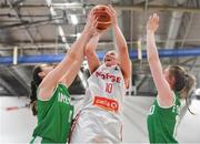 26 June 2018; Tina Moen of Norway in action against Fiona O'Dwyer and Edel Thornton of Ireland during the FIBA 2018 Women's European Championships for Small Nations Group B match between Norway and Ireland at the Mardyke Arena in Cork, Ireland. Photo by Brendan Moran/Sportsfile