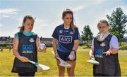 27 June 2018; Ali Twomey of Dublin, with Alana Lennon, aged 9, left, and Alex Judge, aged 10, both from St Michaels, Ballyfermot, all were in Ballyfermot Sports Complex today at the AIG Heroes event, an initiative which helps support local grassroots communities by partnering with Dublin GAA and others to use sport as a means to build self-confidence and social skills in young kids. To further promote these efforts AIG Insurance gifted GAA equipment to primary schools in the area. Photo by Sam Barnes/Sportsfile