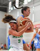 27 June 2018; Grainne Dwyer of Ireland in action against Nadia Mossong of Luxembourg during the FIBA 2018 Women's European Championships for Small Nations Group B match between Ireland and Luxembourg at the Mardyke Arena in Cork, Ireland. Photo by Brendan Moran/Sportsfile