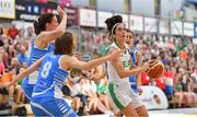 27 June 2018; Grainne Dwyer of Ireland in action against Cathy Schmit of Luxembourg during the FIBA 2018 Women's European Championships for Small Nations Group B match between Ireland and Luxembourg at the Mardyke Arena in Cork, Ireland. Photo by Brendan Moran/Sportsfile