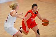 27 June 2018; Mireya Benitez of Gibraltar in action against Anna Gylling Seilund of Denmark during the FIBA 2018 Women's European Championships for Small Nations Group A match between Denmark and Gibraltar at the Mardyke Arena in Cork, Ireland. Photo by Brendan Moran/Sportsfile