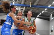 27 June 2018; Stephanie O'Shea of Ireland in action against Magaly Meynadier and Julija Vujakovic of Luxembourg during the FIBA 2018 Women's European Championships for Small Nations Group B match between Ireland and Luxembourg at the Mardyke Arena in Cork, Ireland. Photo by Brendan Moran/Sportsfile