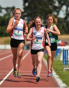 23 June 2018; Runners from left, Rebecca Wallace and Sorcha Mullan of Ulster and Aoife Coffey of Leinster in action during the Girls 3000m event, during the Irish Life Health Tailteann Games T&F Championships at Morton Stadium, in Santry, Dublin Photo by Tomás Greally/Sportsfile