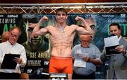 29 June 2018; Michael Conlan weighs in ahead of his Super Featherweight bout with Adeilson Dos Santos at the Europa Hotel in Belfast. Photo by Mark Marlow/Sportsfile