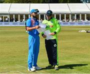 29 June 2018; Captains Virat Kohli of India, left, and Gary Wilson of Ireland prior to the T20 International match between Ireland and India at Malahide Cricket Club Ground in Dublin. Photo by Seb Daly/Sportsfile