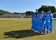29 June 2018; India players during the T20 International match between Ireland and India at Malahide Cricket Club Ground in Dublin. Photo by Seb Daly/Sportsfile