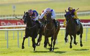 29 June 2018; Somerset Maugham, left, with Ryan Moore up, on their way to winning the Kildare Brewing Company At The Silken Thomas' Irish EBF Maiden from second place With Hersele with Gary Carroll up during Day 1 of the Dubai Duty Free Irish Derby Festival at the Curragh Racecourse in Kildare. Photo by Matt Browne/Sportsfile