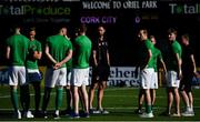 29 June 2018; Damien Delaney and his Cork City team-mates prior to the SSE Airtricity League Premier Division match between Dundalk and Cork City at Oriel Park in Dundalk, Louth. Photo by Stephen McCarthy/Sportsfile