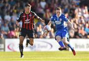 29 June 2018; Thomas Byrne of St Patrick's Athletic in action against Rob Cornwall of Bohemians during the SSE Airtricity League Premier Division match between Bohemians and St Patrick's Athletic at Dalymount Park in Dublin. Photo by David Fitzgerald/Sportsfile