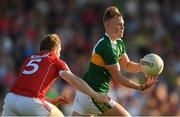 29 June 2018; Bryan Sweeney of Kerry in action against Liam O’Donovan of Cork during the EirGrid Munster GAA Football U20 Championship Final match between Kerry and Cork at Austin Stack Park in Tralee, Kerry. Photo by Piaras Ó Mídheach/Sportsfile