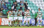 29 June 2018; Dan Carr of Shamrock Rovers, second from left, celebrates with his team-mates after scoring his side's first goal during the SSE Airtricity League Premier Division match between Shamrock Rovers and Derry City at Tallaght Stadium in Dublin. Photo by Eóin Noonan/Sportsfile