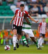 29 June 2018; Eoin Toal of Derry City is tackled by Dan Carr of Shamrock Rovers during the SSE Airtricity League Premier Division match between Shamrock Rovers and Derry City at Tallaght Stadium in Dublin. Photo by Eóin Noonan/Sportsfile