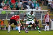 29 June 2018; Dan Carr of Shamrock Rovers in action against Eoin Toal of Derry City during the SSE Airtricity League Premier Division match between Shamrock Rovers and Derry City at Tallaght Stadium in Dublin. Photo by Eóin Noonan/Sportsfile