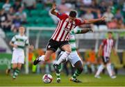 29 June 2018; Eoin Toal of Derry City is tackled by Dan Carr of Shamrock Rovers during the SSE Airtricity League Premier Division match between Shamrock Rovers and Derry City at Tallaght Stadium in Dublin. Photo by Eóin Noonan/Sportsfile