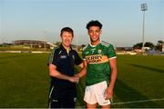 29 June 2018; Kerry manager Jack O'Connor with EirGrid Man of the Match Stefan Okunbor after the EirGrid Munster GAA Football U20 Championship Final match between Kerry and Cork at Austin Stack Park in Tralee, Kerry. Photo by Piaras Ó Mídheach/Sportsfile