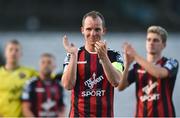 29 June 2018; Derek Pender of Bohemians applauds the supporters following the SSE Airtricity League Premier Division match between Bohemians and St Patrick's Athletic at Dalymount Park in Dublin. Photo by David Fitzgerald/Sportsfile
