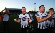 29 June 2018; Sean Hoare, centre, and his Dundalk team-mates, including Brian Gartland, right, celebrate following the SSE Airtricity League Premier Division match between Dundalk and Cork City at Oriel Park in Dundalk, Louth. Photo by Stephen McCarthy/Sportsfile