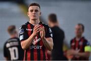 29 June 2018; Darragh Leahy of Bohemians applauds the support following the SSE Airtricity League Premier Division match between Bohemians and St Patrick's Athletic at Dalymount Park in Dublin. Photo by David Fitzgerald/Sportsfile