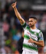 29 June 2018; Roberto Lopes of Shamrock Rovers acknowledges the supporters following the SSE Airtricity League Premier Division match between Shamrock Rovers and Derry City at Tallaght Stadium in Dublin. Photo by Eóin Noonan/Sportsfile