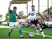 29 June 2018; Michael Duffy of Dundalk in action against Colm Horgan of Cork during the SSE Airtricity League Premier Division match between Dundalk and Cork City at Oriel Park in Dundalk, Louth. Photo by Ben McShane/Sportsfile