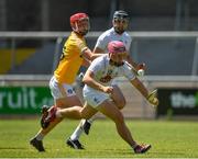 30 June 2018; Conor Gordon of Kildare in action against Eoin O’Neill of Antrim during the Joe McDonagh Cup Relegation / Promotion play-off match between Antrim and Kildare at the Athletic Ground in Armagh. Photo by Seb Daly/Sportsfile