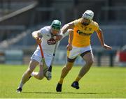 30 June 2018; Chris Bonus of Kildare in action against Neil McManus of Antrim during the Joe McDonagh Cup Relegation / Promotion play-off match between Antrim and Kildare at the Athletic Ground in Armagh. Photo by Seb Daly/Sportsfile
