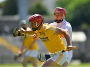 30 June 2018; Simon McCrory of Antrim in action against Mark Delaney of Kildare during the Joe McDonagh Cup Relegation / Promotion play-off match between Antrim and Kildare at the Athletic Ground in Armagh. Photo by Seb Daly/Sportsfile