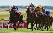 30 June 2018; Battle of Jericho, left, with Ryan Moore up, on their way to winning the Tote Rockingham Handicap from second place Caspian Prince with Andrew Breslin during day 2 of the Dubai Duty Free Irish Derby Festival at the Curragh Racecourse in Kildare. Photo by Matt Browne/Sportsfile